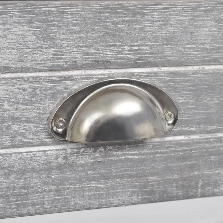 Table de chevet Gris et blanc 38x28x45 cm Bois de Paulownia - 6