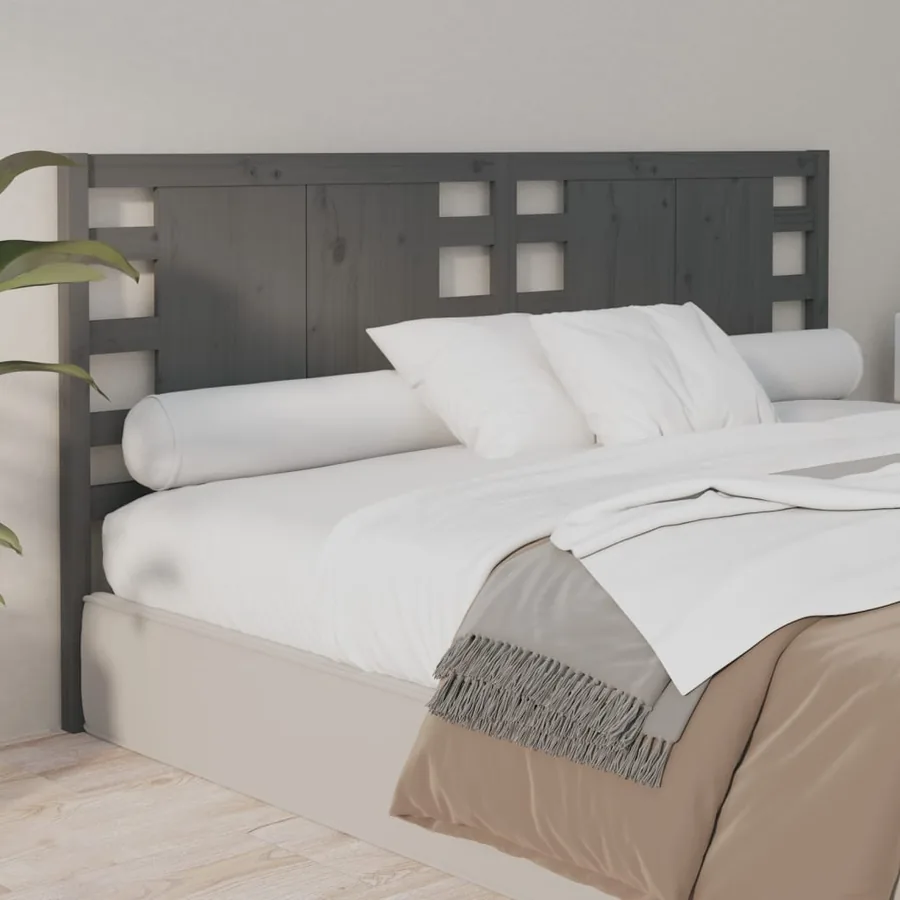 Tête de lit Gris 166x4x100 cm Bois massif de pin - 5