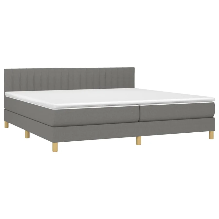 Sommier à lattes de lit et matelas et LED Gris foncé 200x200 cm - 4