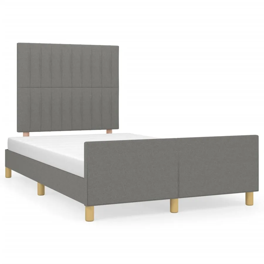 Cadre de lit sans matelas gris foncé 120x200 cm tissu - 2