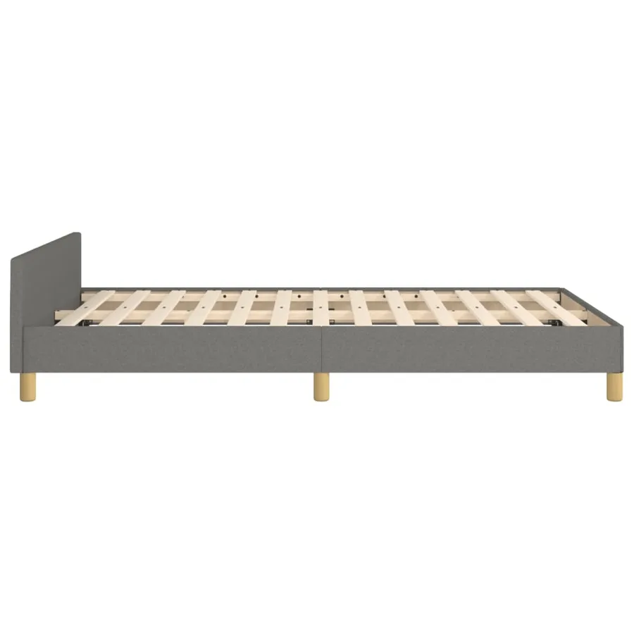 Cadre de lit sans matelas gris foncé 120x200 cm tissu - 7