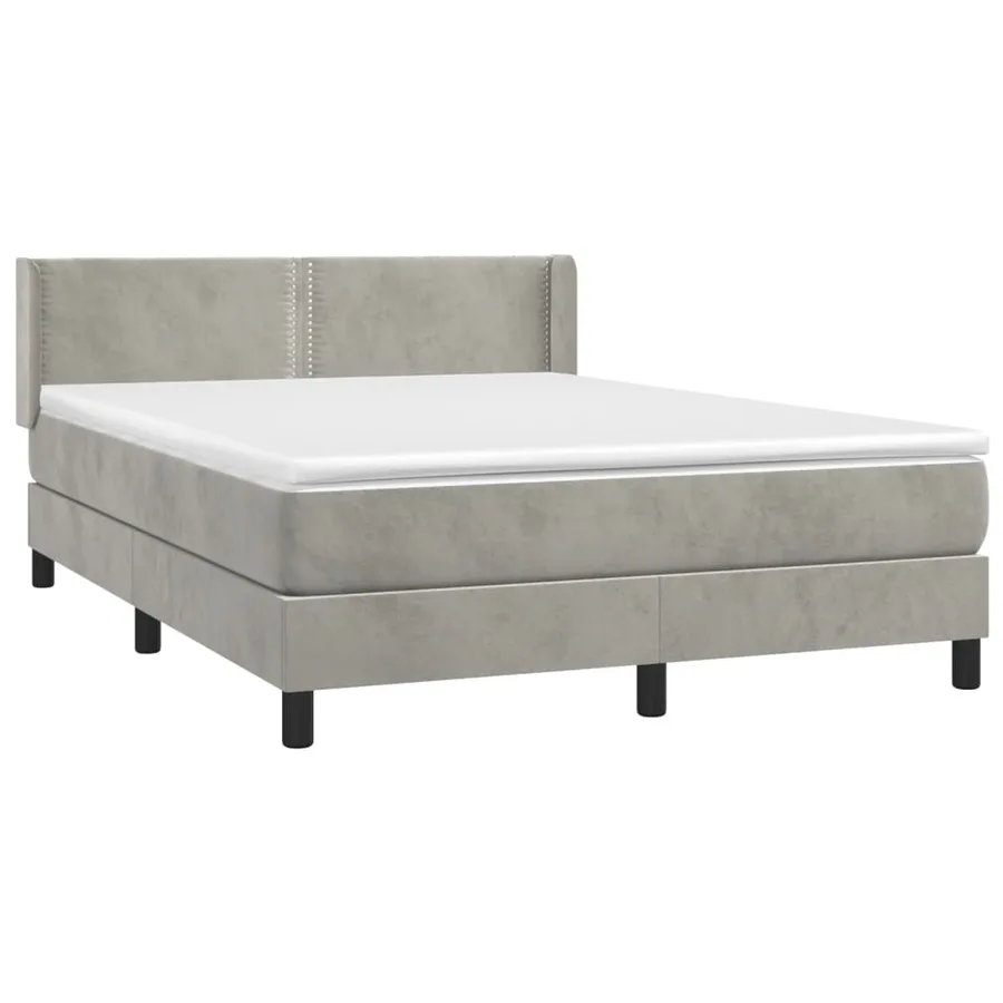 Sommier à lattes de lit et matelas Gris clair 140x200cm Velours - 3