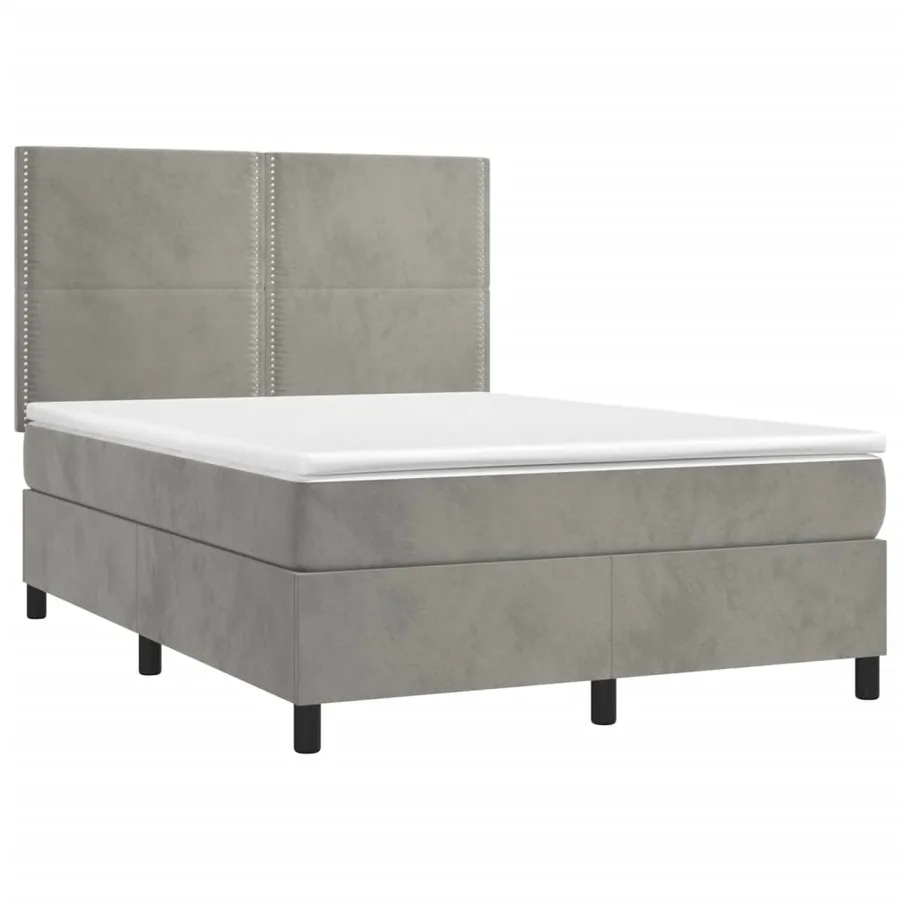 Sommier à lattes de lit matelas et LED Gris clair 140x200 cm - 3