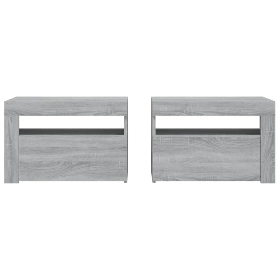 Tables de chevet 2 pcs avec LED sonoma gris 60x35x40 cm - 4