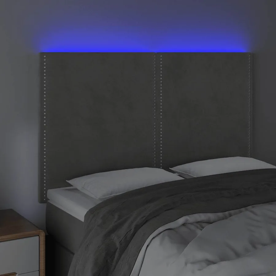 Tête de lit à LED Gris clair 144x5x118/128 cm Velours - 3