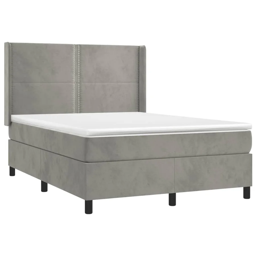 Sommier à lattes de lit et matelas Gris clair 140x200cm Velours - 3