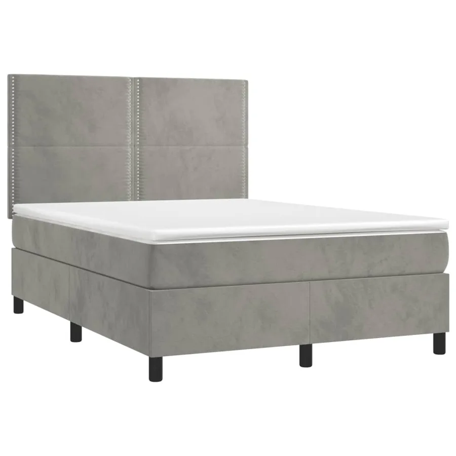 Sommier à lattes de lit et matelas Gris clair 140x200cm Velours - 3