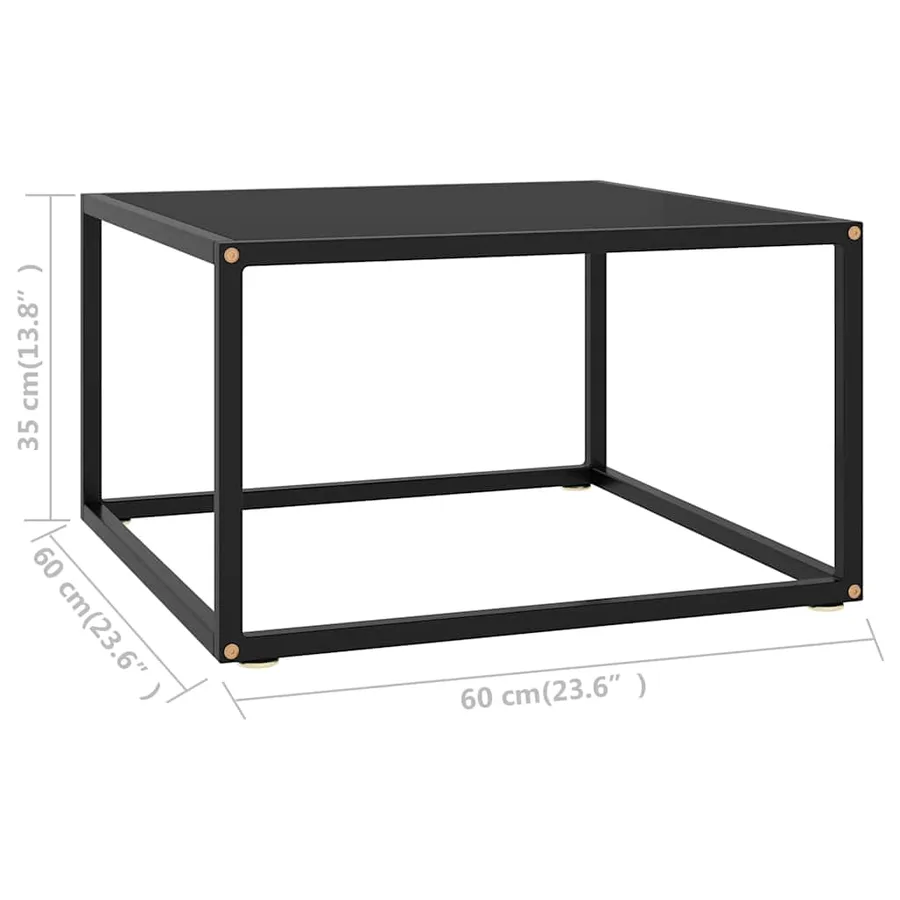 Table basse Noir avec verre noir 60x60x35 cm - 5