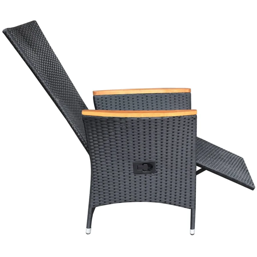 Chaise inclinable de jardin 2pc et coussins Résine tressée Noir - 6