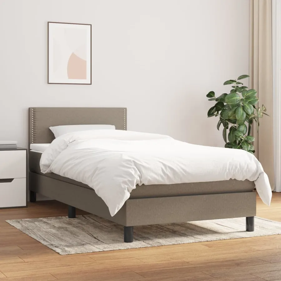 Sommier à lattes de lit avec matelas Taupe 90x200 cm Tissu