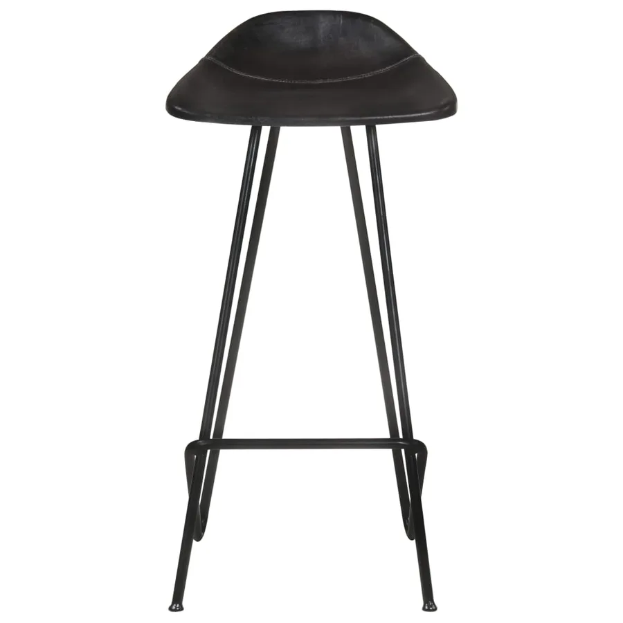 Tabourets de bar lot de 2 noir cuir véritable - 5