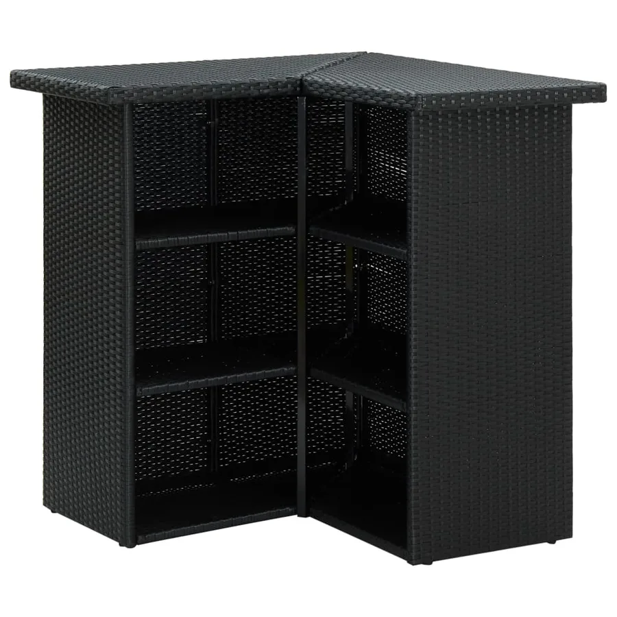 Table d'angle de bar Noir 100x50x105 cm Résine tressée - 4