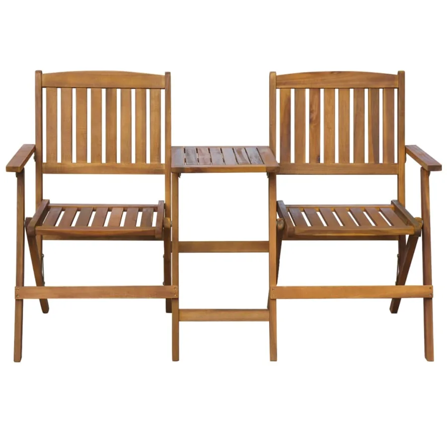 Banc de jardin pliant et table à thé 140cm Bois d'acacia solide - 2