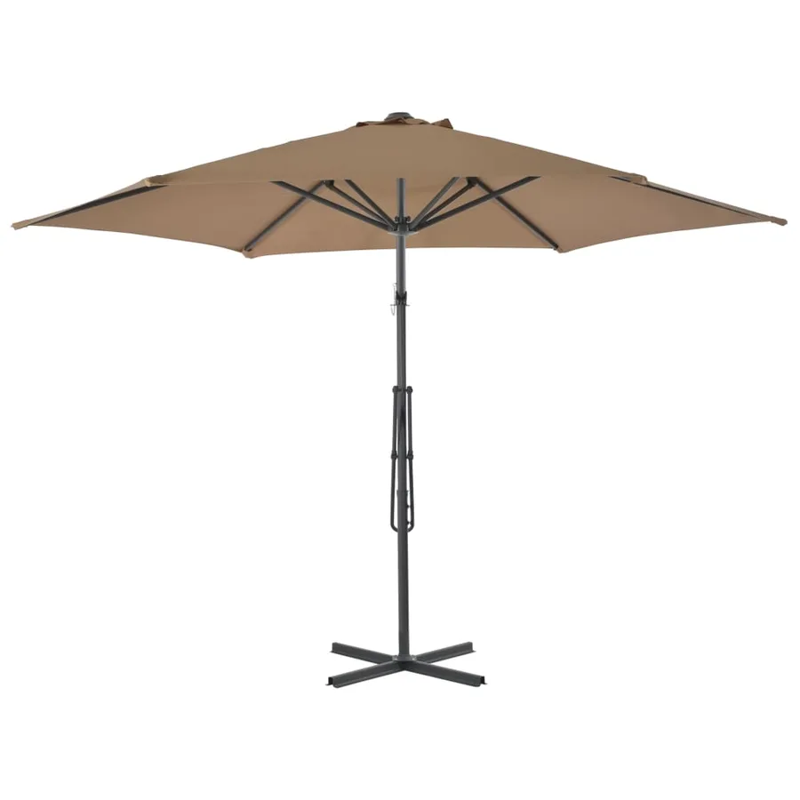 Parasol d'extérieur avec mât en acier 300 cm Taupe - 3