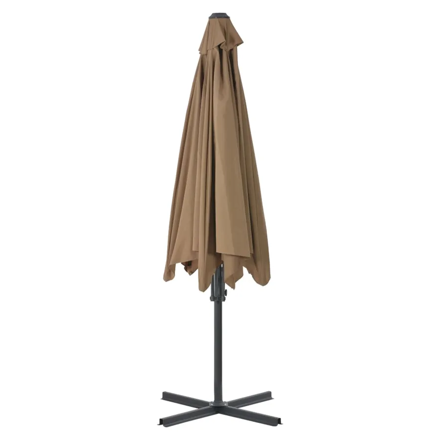 Parasol d'extérieur avec mât en acier 300 cm Taupe - 4