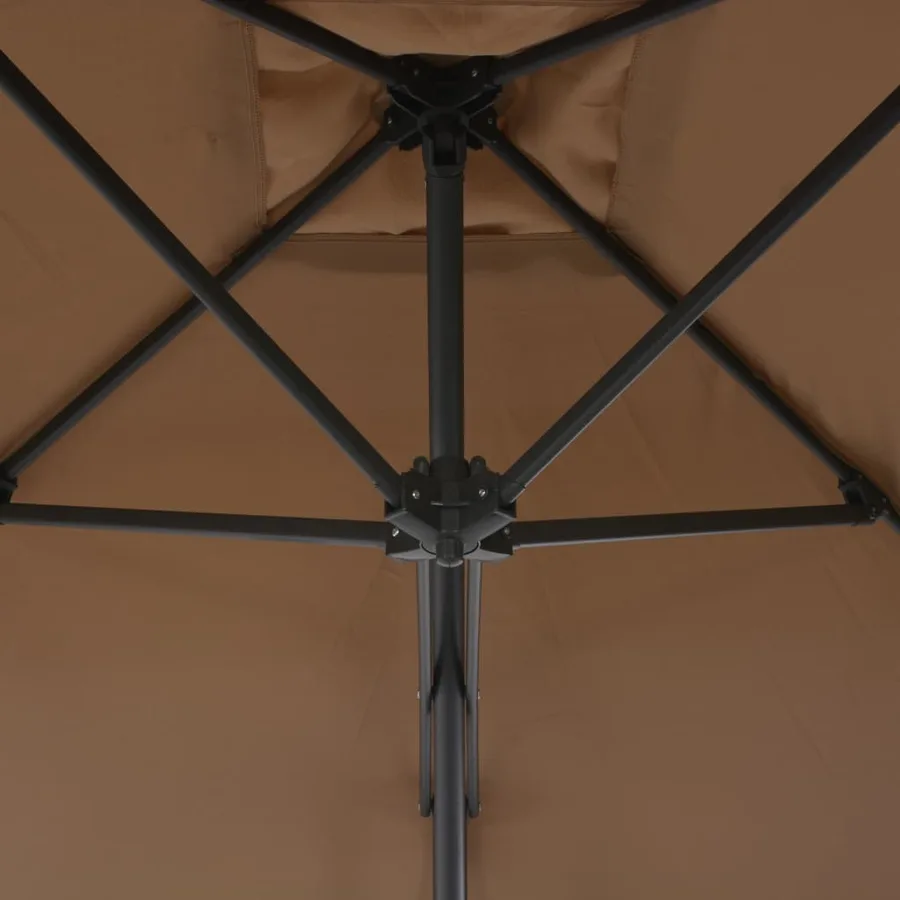Parasol d'extérieur avec mât en acier 300 cm Taupe - 5
