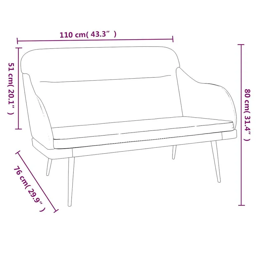 Banc Jaune 110x76x80 cm Velours - 8