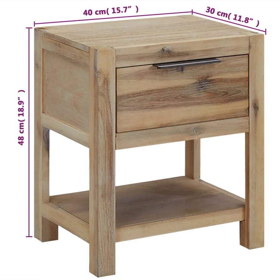 Tables de chevet avec tiroirs 2 pcs 40x30x48 cm Acacia solide - 8