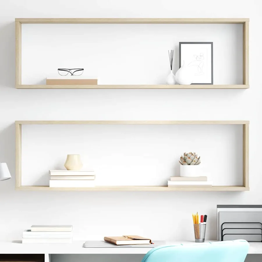 Étagères cube murales 2 pcs chêne sonoma bois d'ingénierie