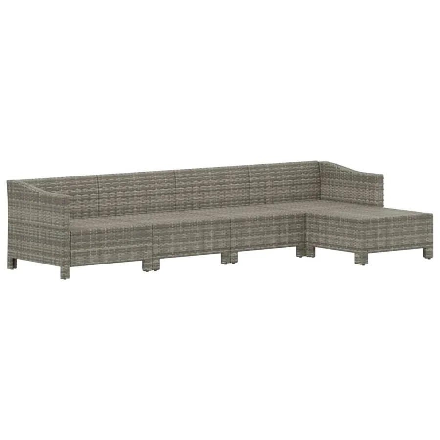 Salon de jardin 5 pcs avec coussins Gris Résine tressée - 4