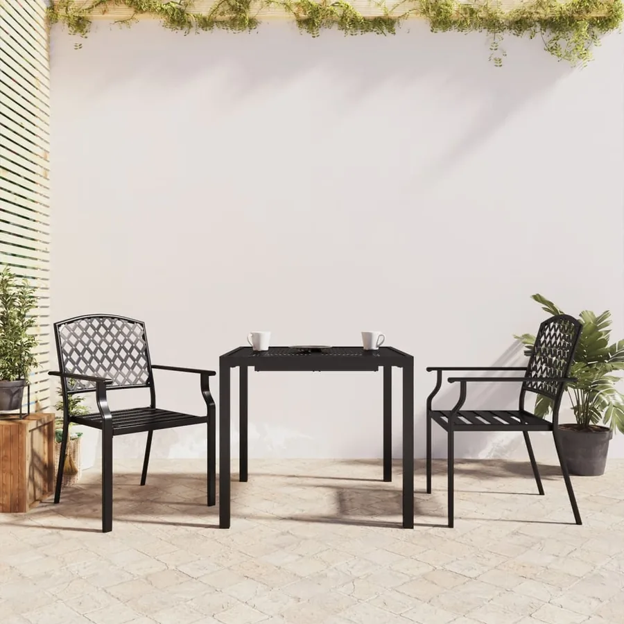 Ensemble à manger de jardin 3 pcs anthracite acier