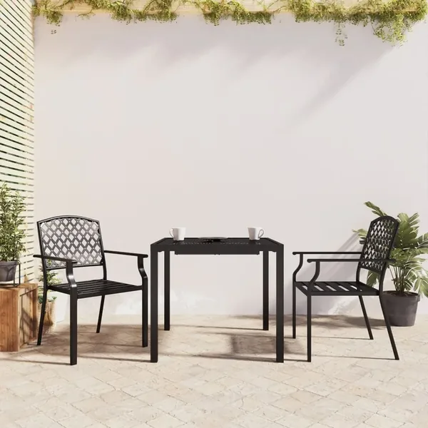 Ensemble à manger de jardin 3 pcs anthracite acier