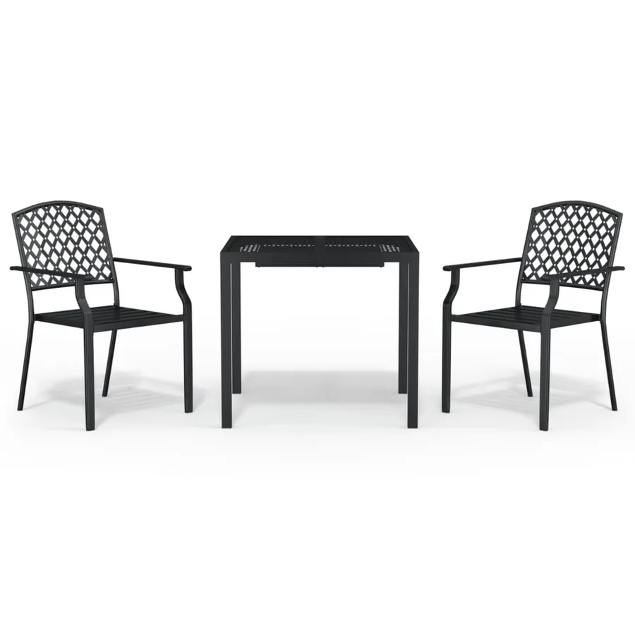 Ensemble à manger de jardin 3 pcs anthracite acier - 2