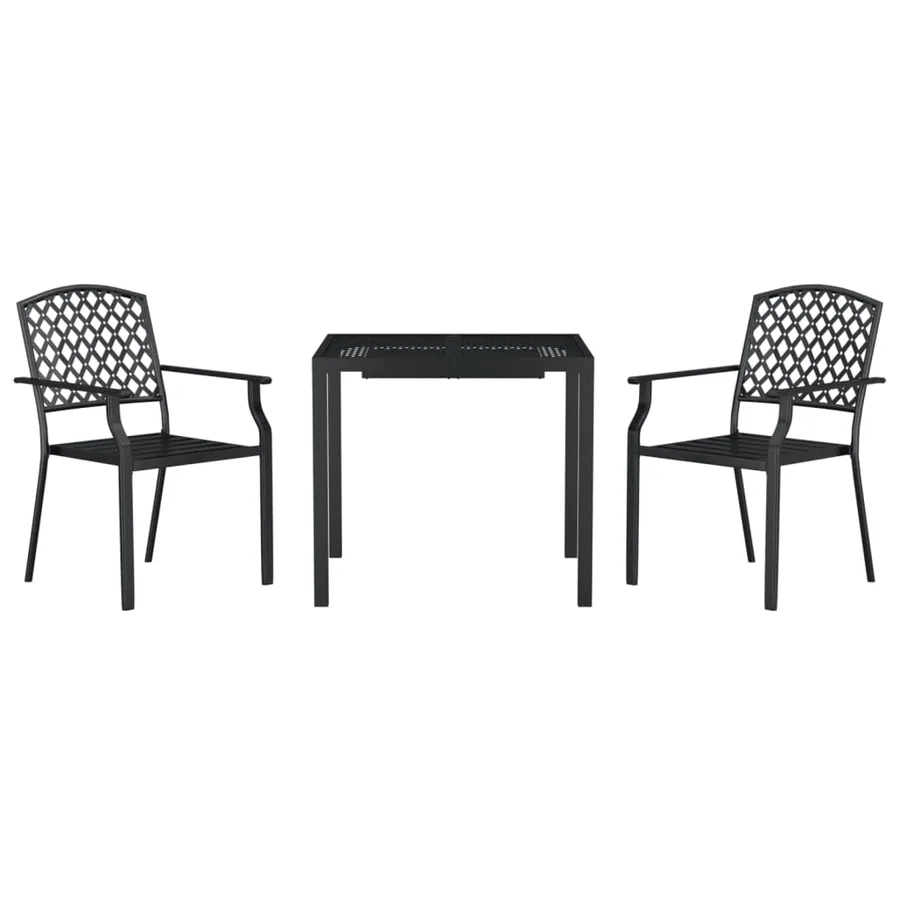 Ensemble à manger de jardin 3 pcs anthracite acier - 3