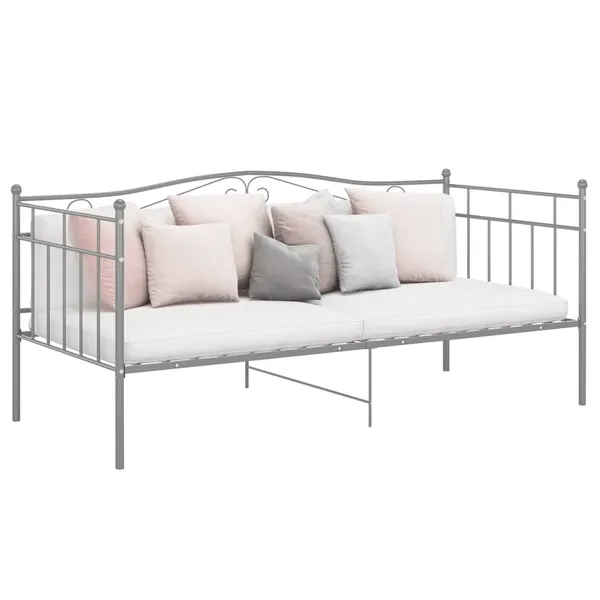 Cadre de canapé-lit sans matelas gris métal 90x200 cm