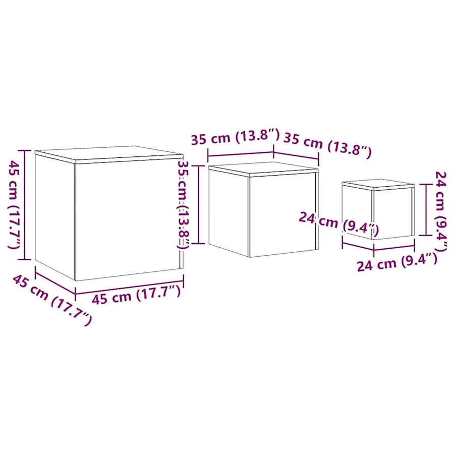 Tables d'appoint 3 pcs Chêne fumé Bois d'ingénierie - 10