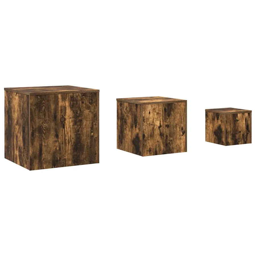 Tables d'appoint 3 pcs Chêne fumé Bois d'ingénierie - 2