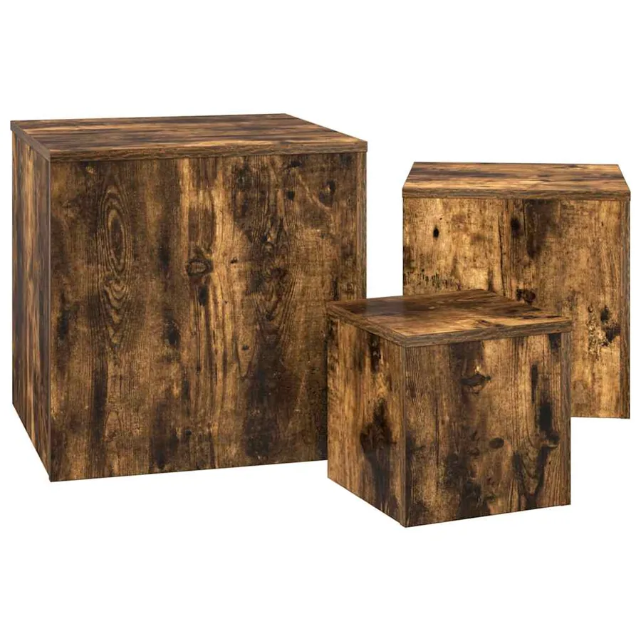 Tables d'appoint 3 pcs Chêne fumé Bois d'ingénierie - 5