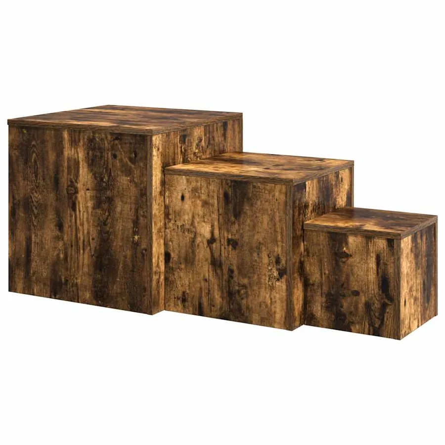 Tables d'appoint 3 pcs Chêne fumé Bois d'ingénierie - 6