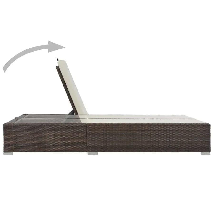 Chaise longue double Résine tressée Marron - 3