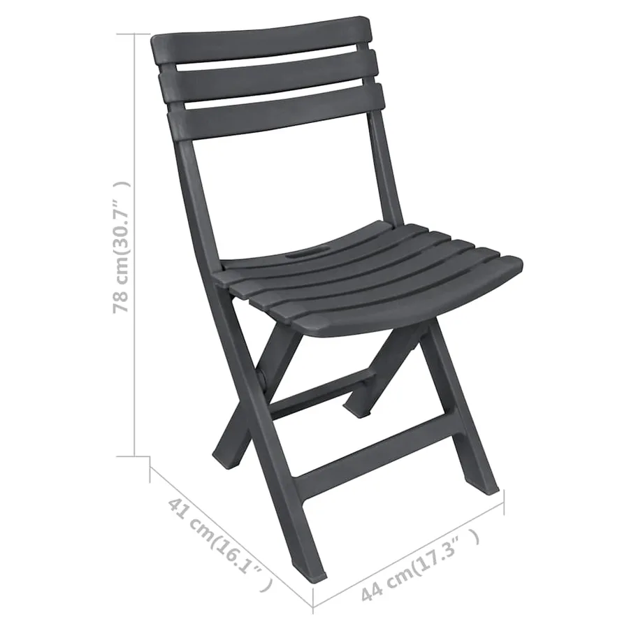 Ensemble de bistro pliable 3 pcs Plastique Anthracite - 10