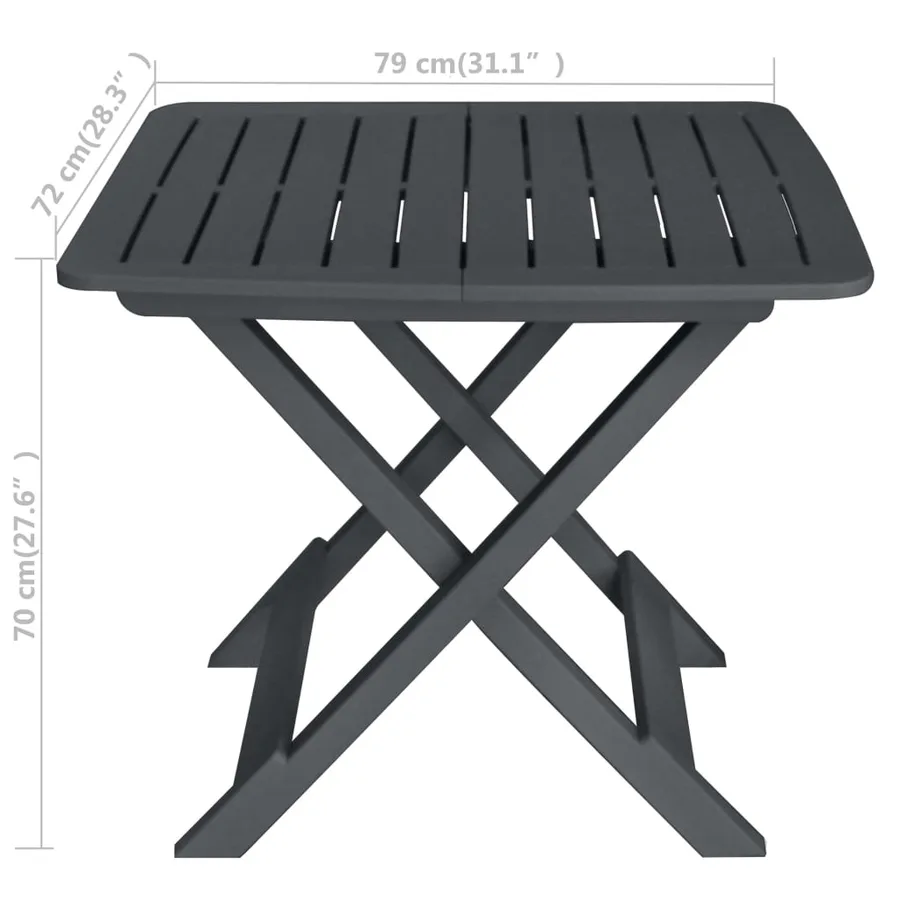 Ensemble de bistro pliable 3 pcs Plastique Anthracite - 9