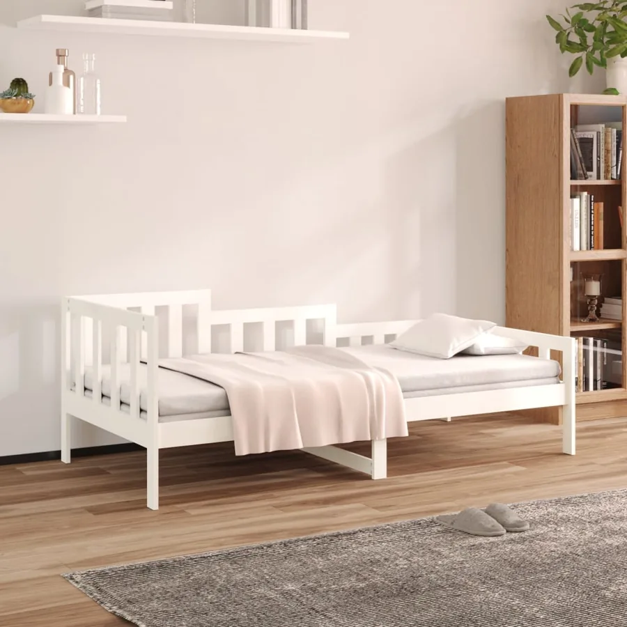 Lit de jour sans matelas blanc 80x200 cm bois de pin massif