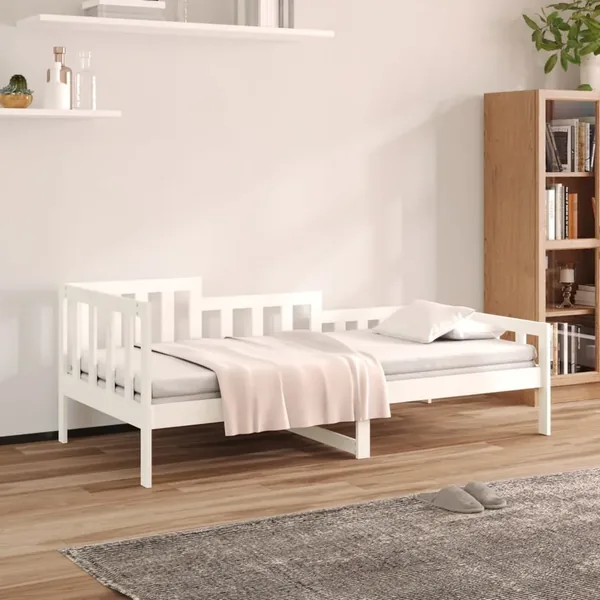 Lit de jour sans matelas blanc 80x200 cm bois de pin massif