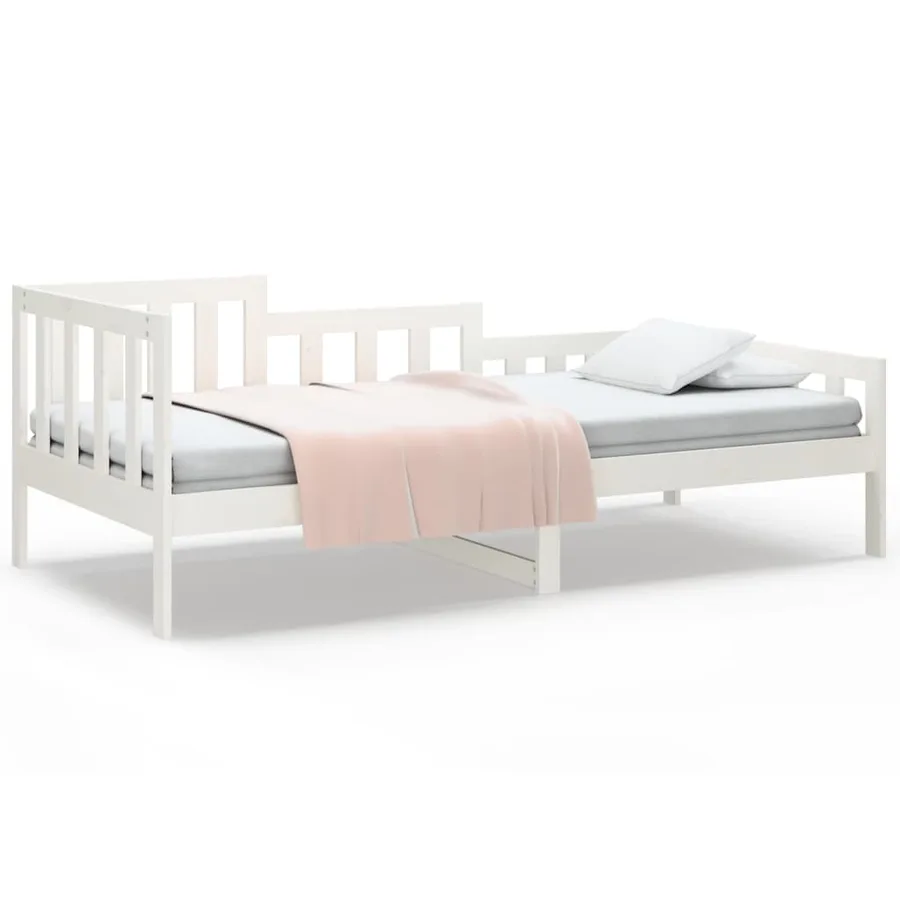 Lit de jour sans matelas blanc 80x200 cm bois de pin massif - 2