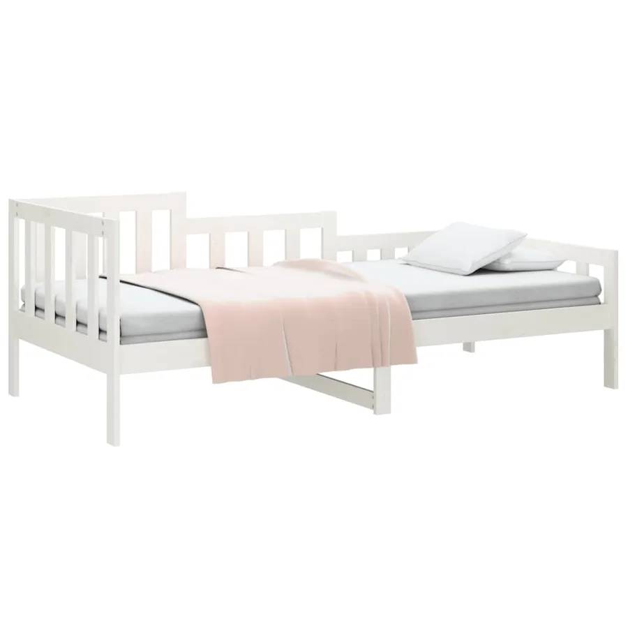 Lit de jour sans matelas blanc 80x200 cm bois de pin massif - 3