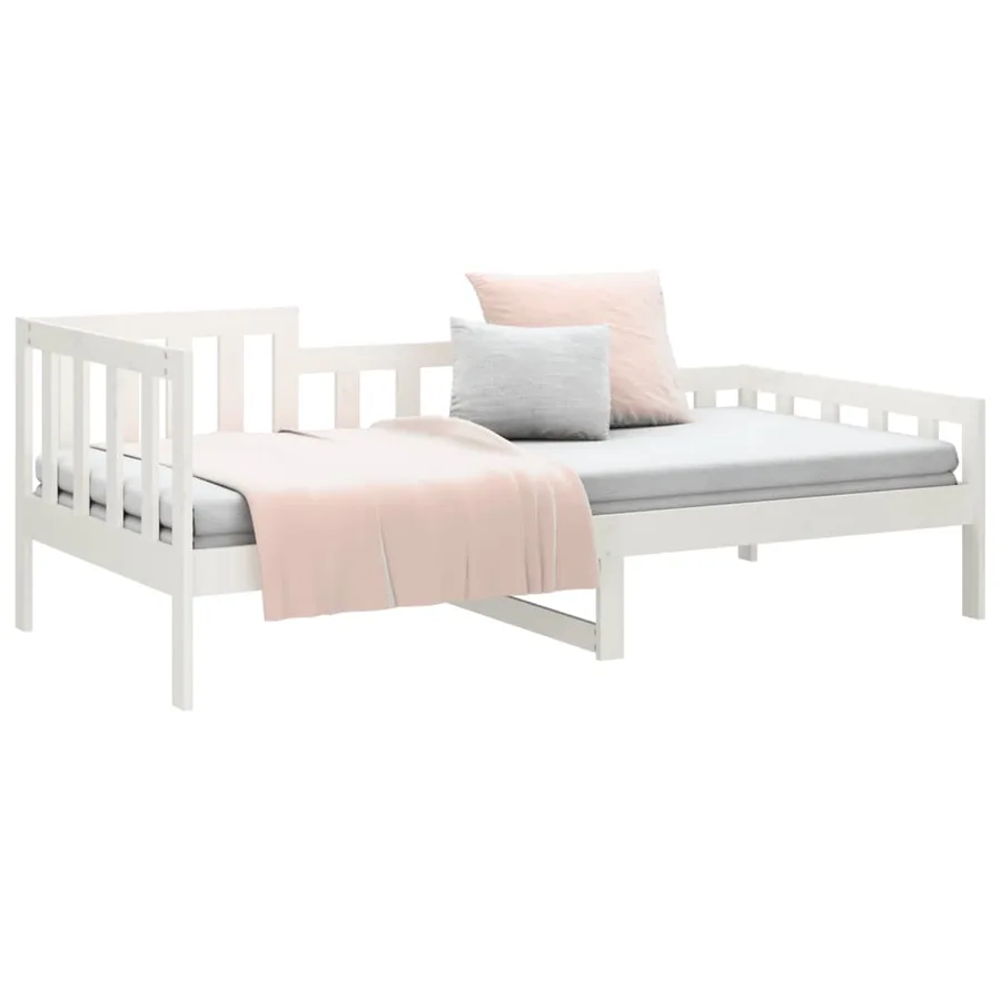 Lit de jour sans matelas blanc 80x200 cm bois de pin massif - 6
