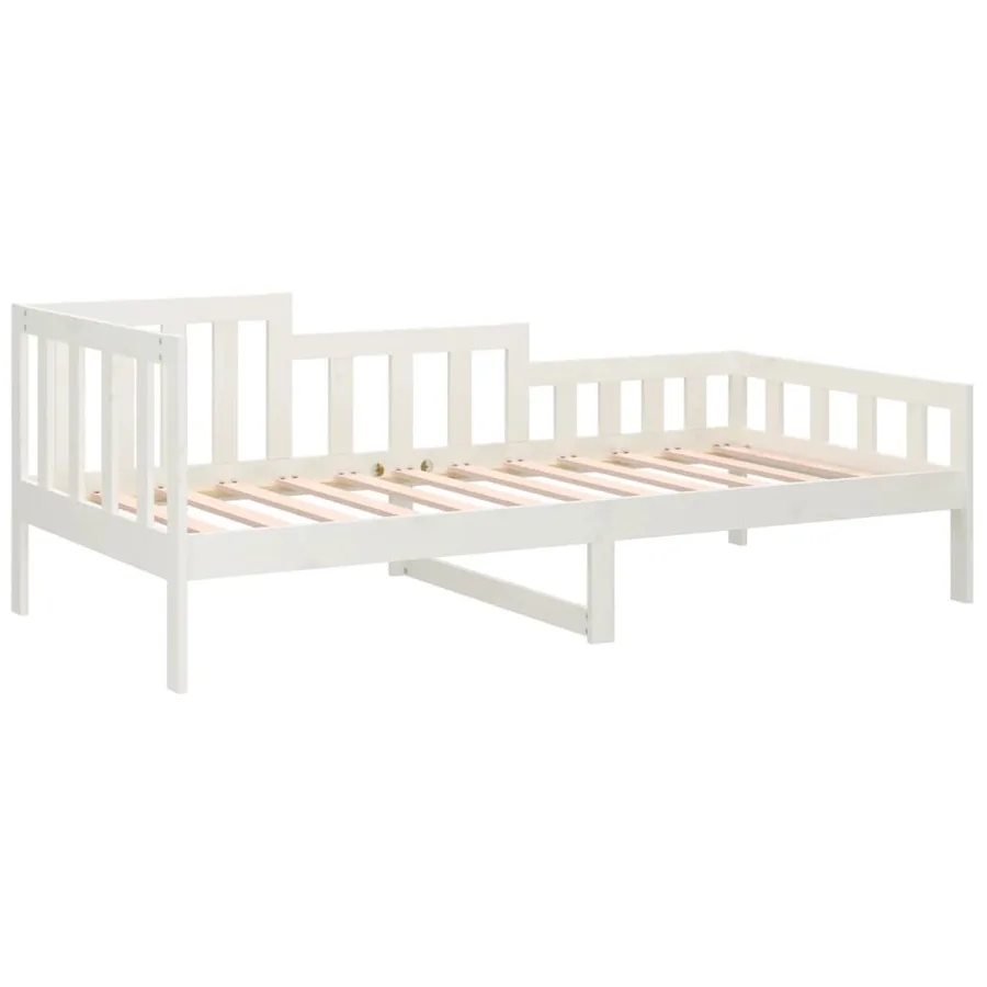 Lit de jour sans matelas blanc 80x200 cm bois de pin massif - 7