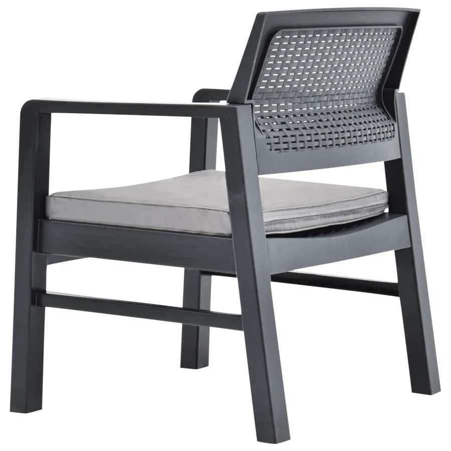 Salon de jardin 3 pcs avec coussins Plastique Gris - 10