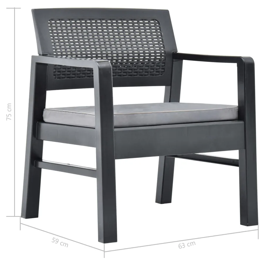 Salon de jardin 3 pcs avec coussins Plastique Gris - 13