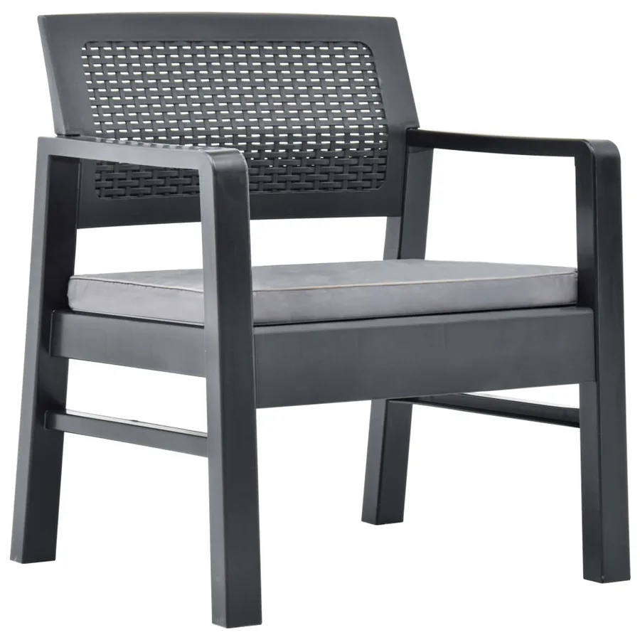 Salon de jardin 3 pcs avec coussins Plastique Gris - 7