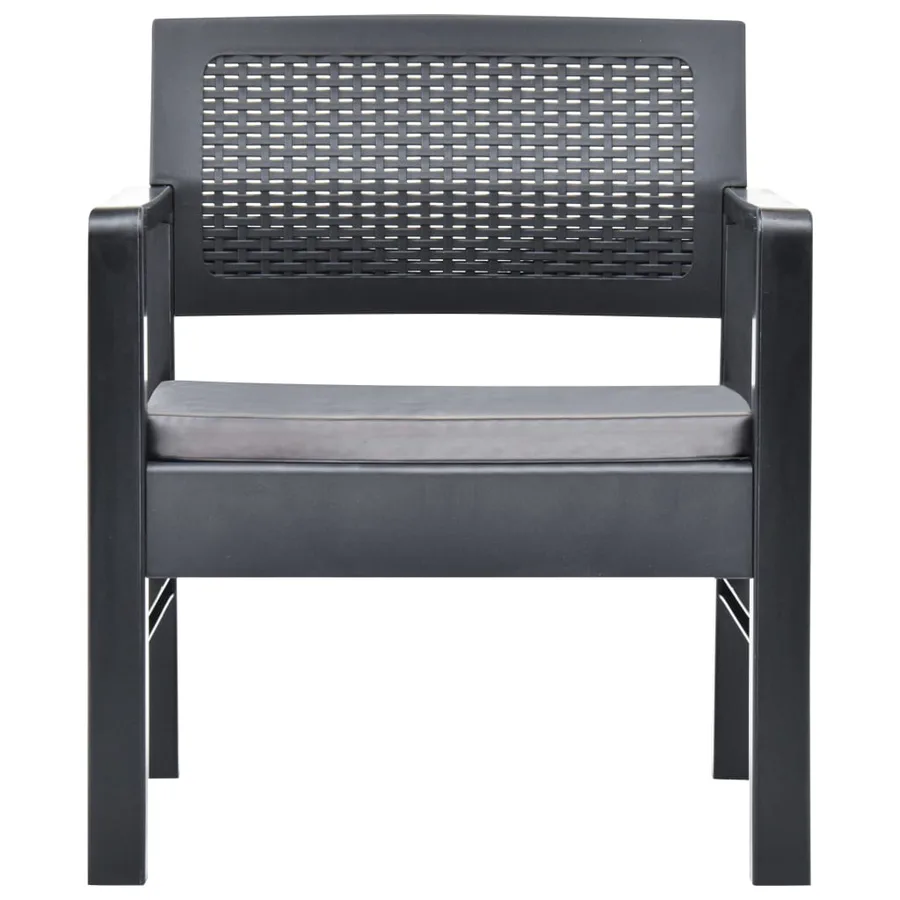 Salon de jardin 3 pcs avec coussins Plastique Gris - 8
