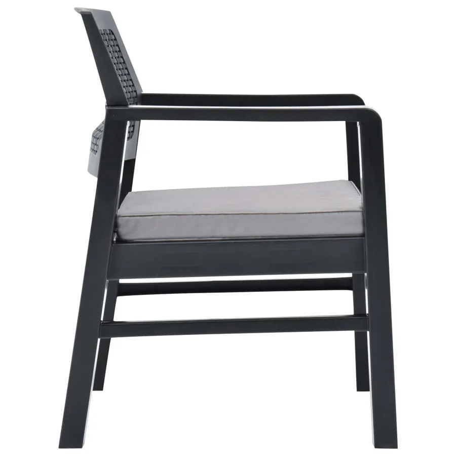 Salon de jardin 3 pcs avec coussins Plastique Gris - 9