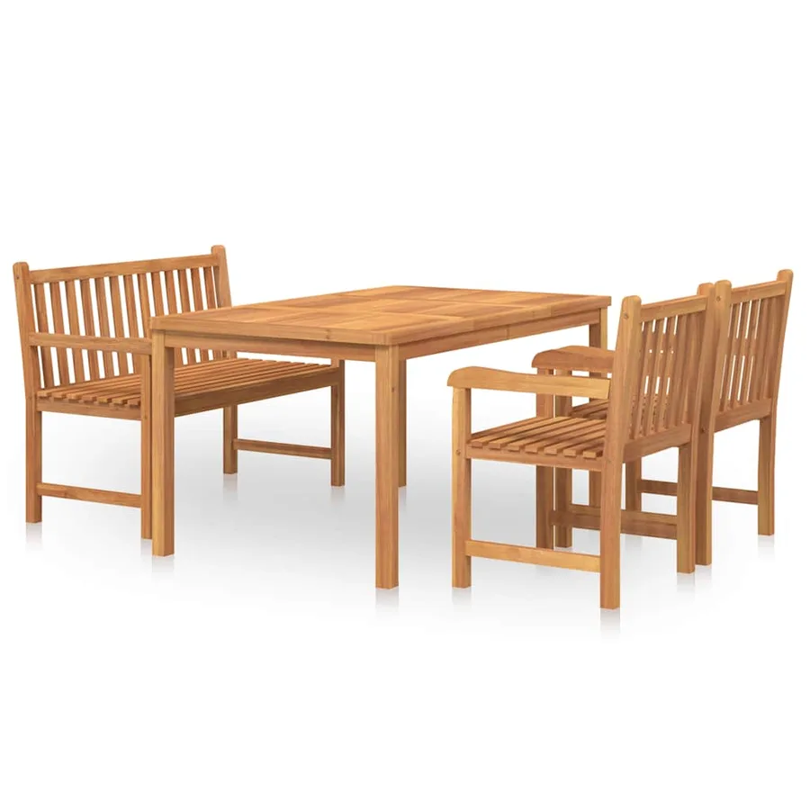 Ensemble à manger de jardin 4 pcs Bois de teck massif - 2