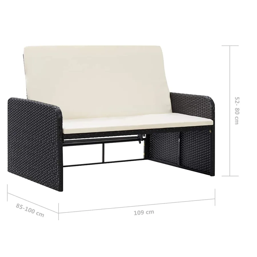 Salon de jardin 2 pcs avec coussins Résine tressée Noir - 12