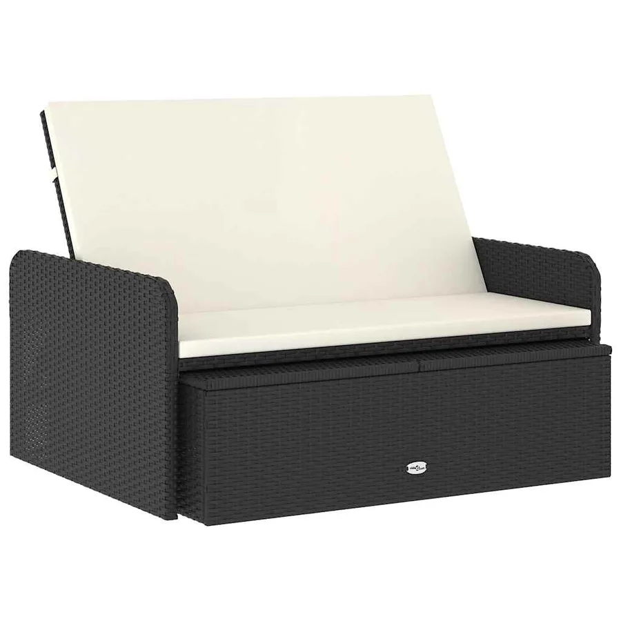 Salon de jardin 2 pcs avec coussins Résine tressée Noir - 2